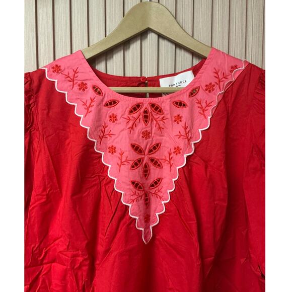 Pomander Place by Tuckernuck Embroidered Cotton Dress Red Size XXL - Picture 3 of 8